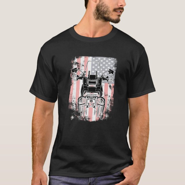 Camiseta USA Patriotic FlagTravel Off Road Biker Trial Adve (Anverso)