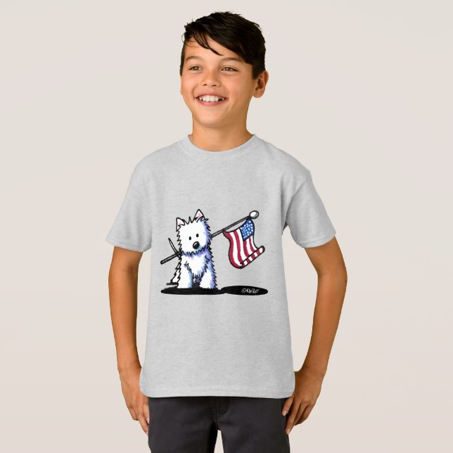 Camiseta USA Patriotic Westie Terrier T-Shirt (Anverso completo)
