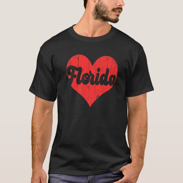 Camiseta USA Proud America State Flag Heart Love Florida  (Anverso)