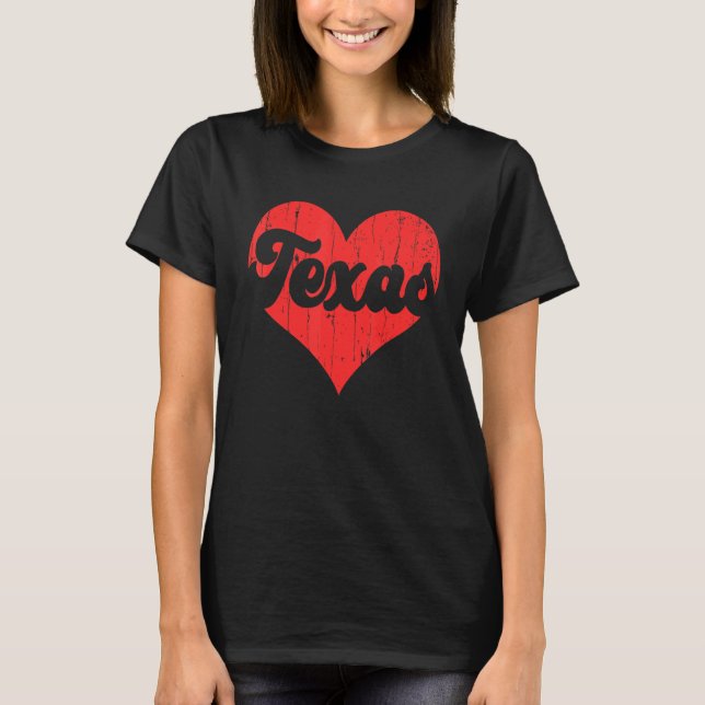 Camiseta USA Proud America State Flag Heart Love Texas (Anverso)