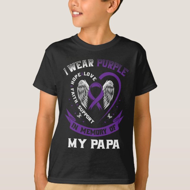 Camiseta Usa Púrpura En Memoria De Mi Papá, Cáncer Pancreát (Anverso)