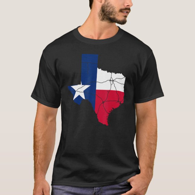 Camiseta Usa Retro Bandera Texas Google Map America Hombres (Anverso)