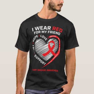 Camiseta Usa Rojo Para Mi Amigo Enfermedad Cardíaca Sensibi