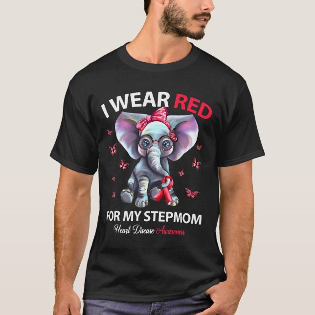 Camiseta Usa Rojo Para Mi Madre Enfermedad Cardíaca Concien (Anverso)