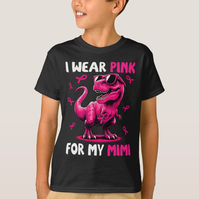 Camiseta Usa Rosa Para Mi Cáncer De Mama De Dinosaurio Mimi (Anverso)