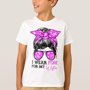 Camiseta Usa Rosa Para Mi Esposa Desordenada Y Bun De Cánce