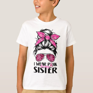 Camiseta Usa Rosa Para Mi Hermana Desordenada Bun Cáncer De