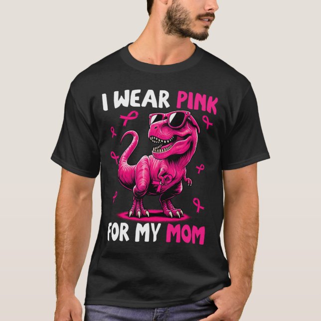 Camiseta Usa Rosa Para Mi Mamá Cáncer De Mama De Dinosaurio (Anverso)