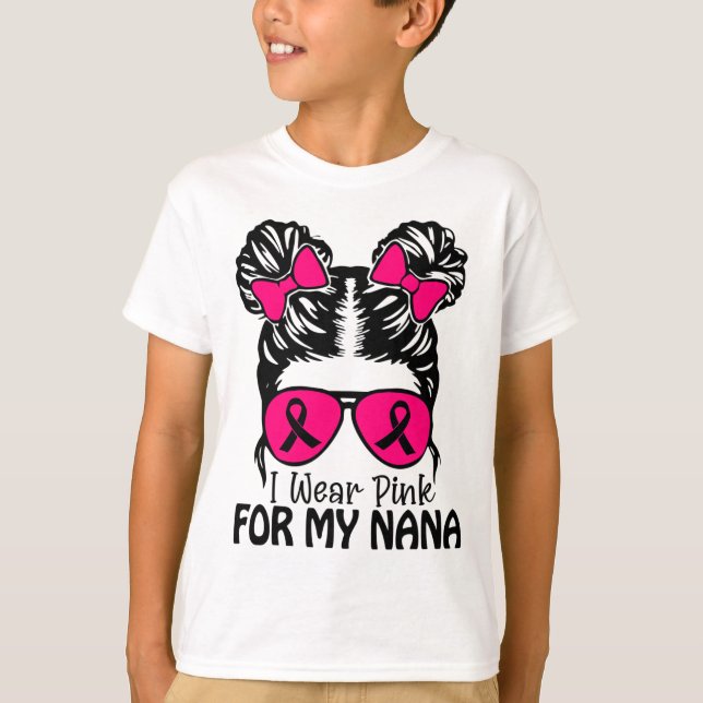 Camiseta Usa Rosa Para Mis Chicas Nana Messy Bun Toddler Pi (Anverso)