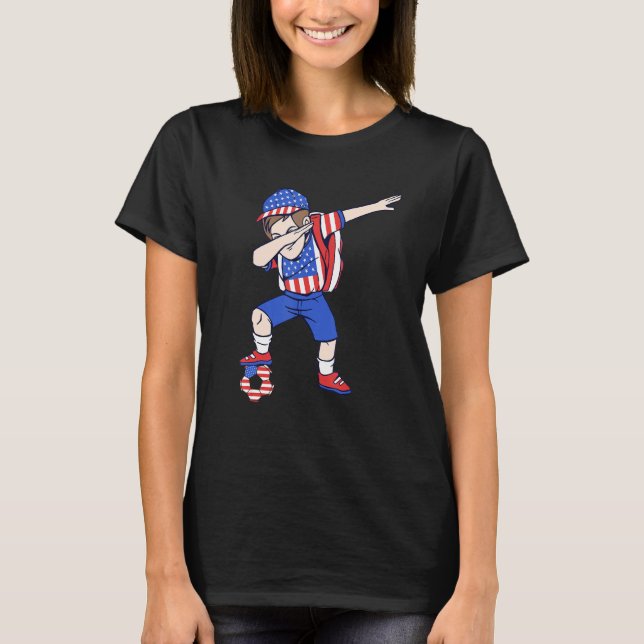 Camiseta USA Soccer Player America Dabbing American Boy (Anverso)