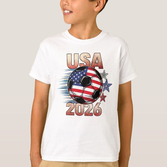 Camiseta USA Soccer with Red White Blue Stars 2026 for Kids (Anverso)