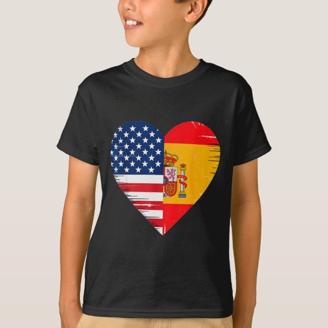 Camiseta Usa Spain Heart - Dual Citizenship  (Anverso)