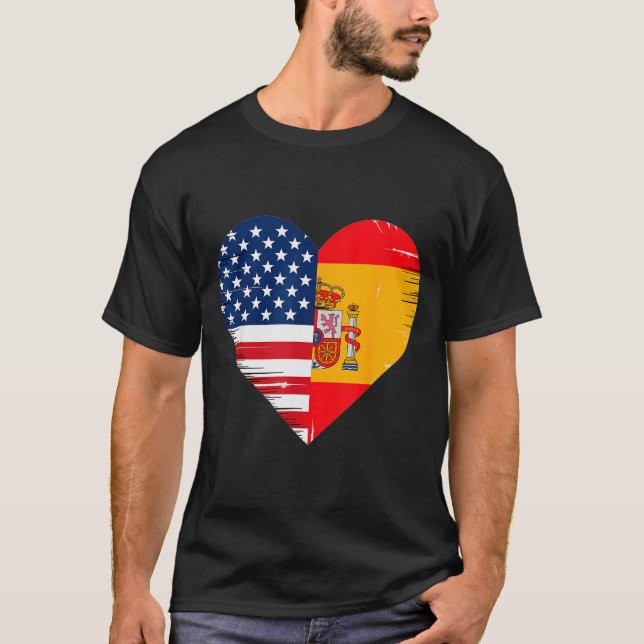 Camiseta Usa Spain Heart - Dual Citizenship  (Anverso)