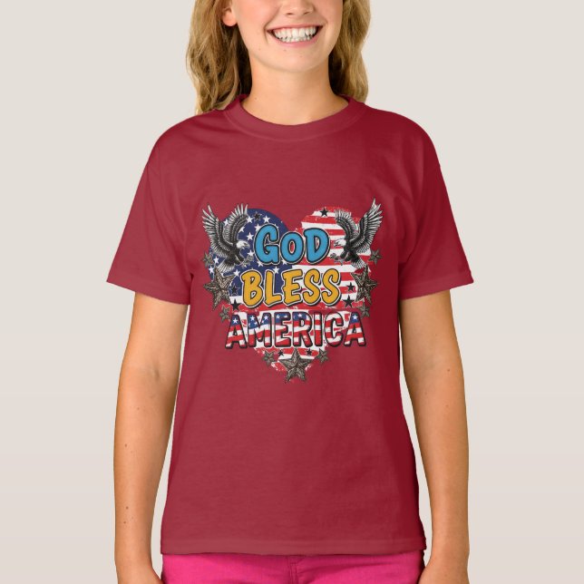 Camiseta USA Strong  God Bless America T-shirt design  (Anverso)