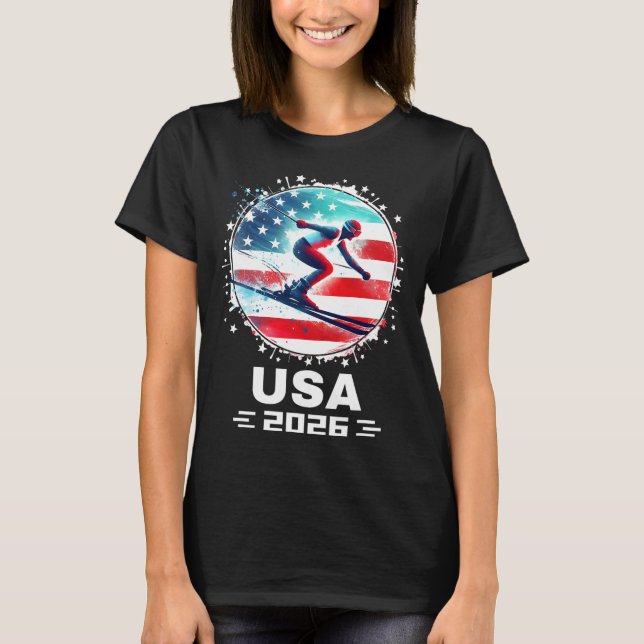 Camiseta Usa Team 2026 Estados Unidos Bandera Esquí U (Anverso)