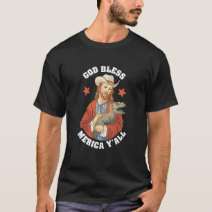 Camiseta USA Tees: Dios bendiga a Merica y a Jesús Dinosaur
