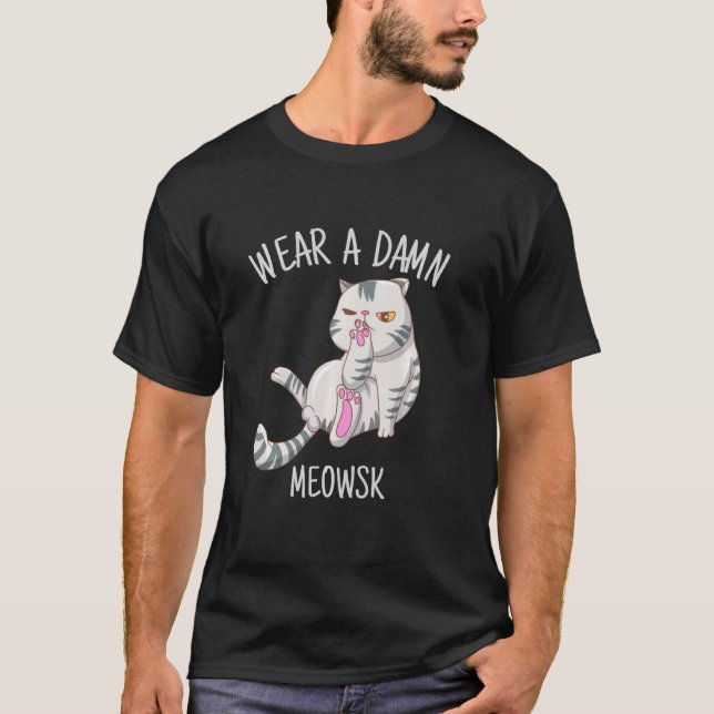 Camiseta Usa Un Gato De Cuarentena De Máscara De Gato De Me (Anverso)