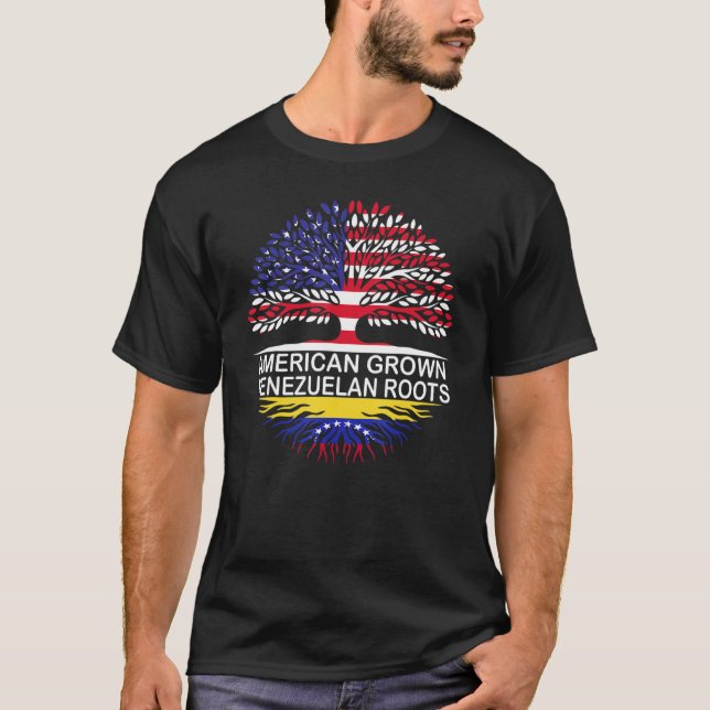 Camiseta USA & Venezuela Flags American Grown Venezuelan Ro (Anverso)