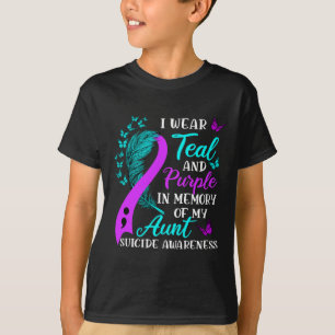 Camiseta Usa Verde azulado Y Morado En Memoria De Mi Suicid