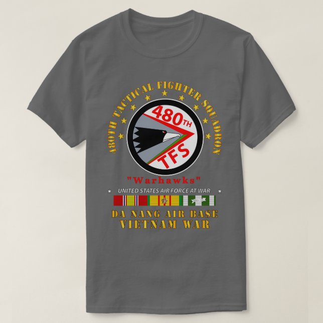 Camiseta USAF 480th Tactical Fighter Squadron Warhawks Da N (Diseño del anverso)