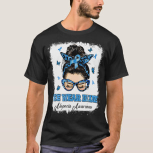 Camiseta Usamos Azul Messy Bun Warrior Alopecia Conciencia
