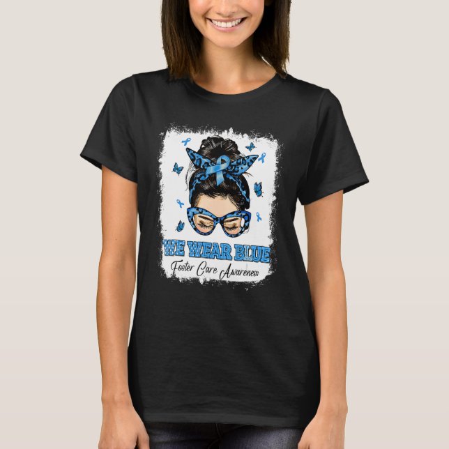 Camiseta Usamos Blue Messy Bun Warrior Foster Care Awarene (Anverso)