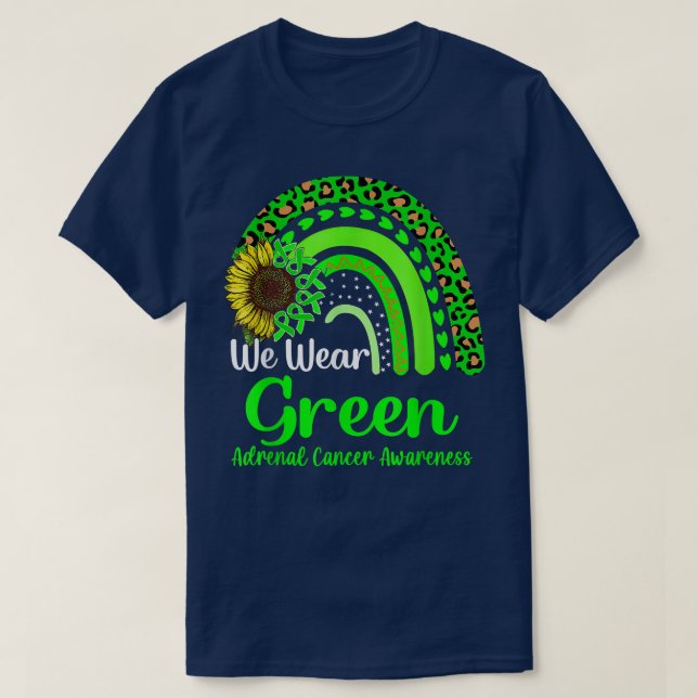 Camiseta Usamos Cáncer Adrenal Verde Concienciación Arcoiri (Diseño del anverso)