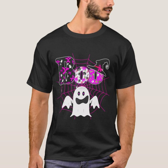 Camiseta Usamos Cáncer De Mama De Boo, Gorra De Brujas Rosa (Anverso)