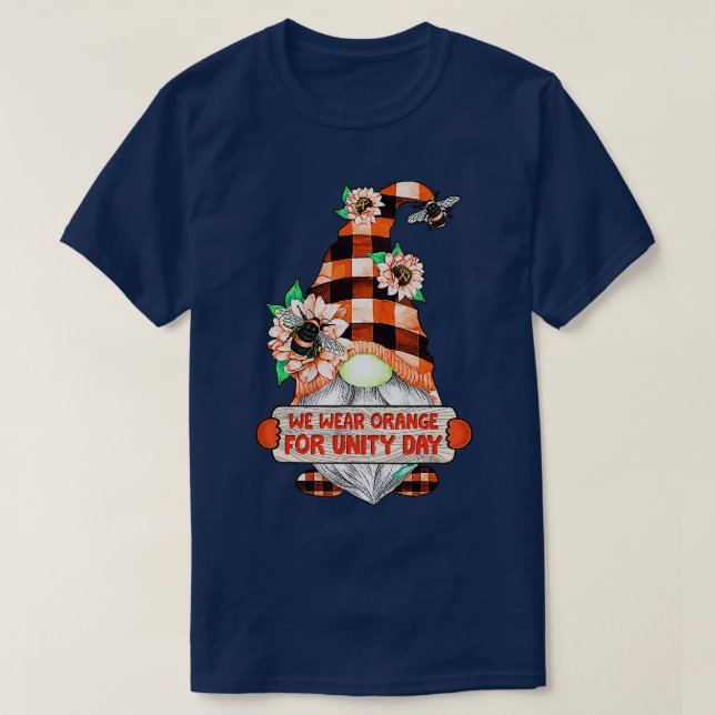 Camiseta Usamos Gnome Naranja Para El Día De La Unidad Sé A (Diseño del anverso)