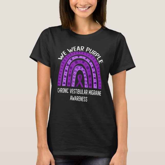 Camiseta Usamos Púrpura Para La Migraña Vestibular Crónica  (Anverso)