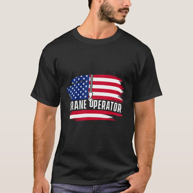 Camiseta Usan Flag Craner Operator Construcción Máquina Hea (Anverso)