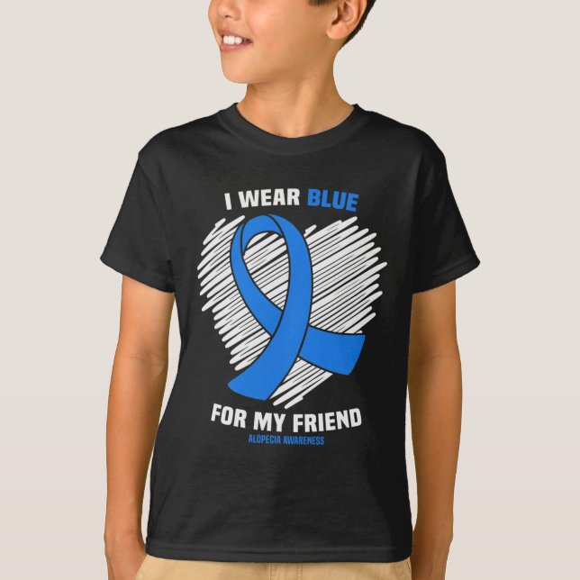 Camiseta Usar Azul Para Mi Alopecia Alopecia Amiga Concienc (Anverso)