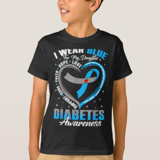Camiseta Usar azul por la conciencia de la diabetes de la h