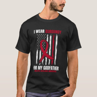 Camiseta Usar Burgundy Por Mi Padrino Mieloma Múltiple Ri