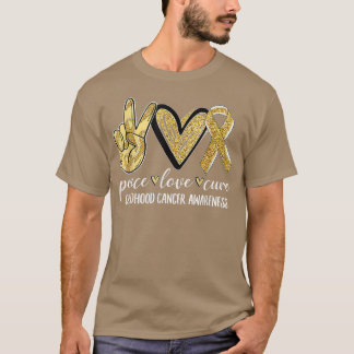 Camiseta Usar cinta dorada Paz Cura de amor Cáncer de niños