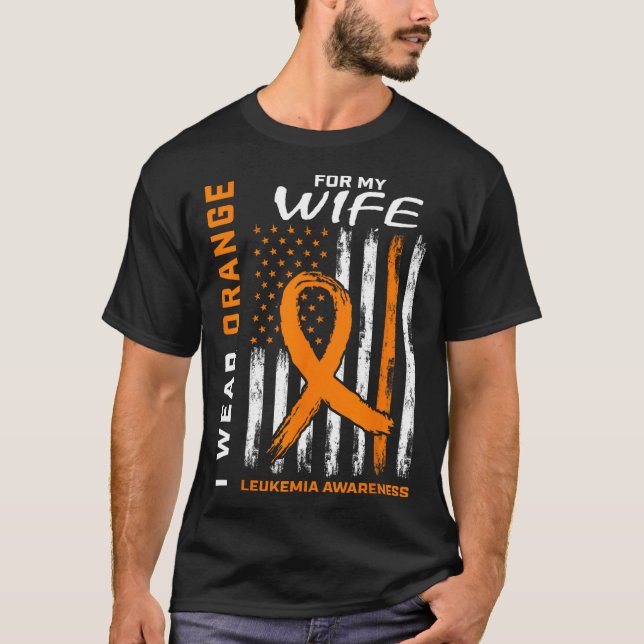Camiseta Usar Naranja para mi esposa Leukemia Conciencia Es (Anverso)