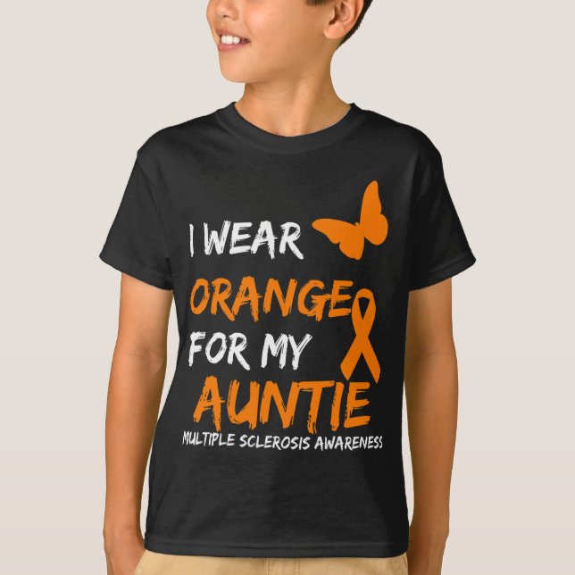 Camiseta Usar Naranja Para Mi Tía Cinta De Esclerosis Múlti (Anverso)