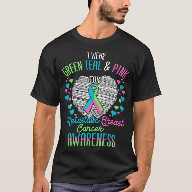 Camiseta Usar Rosa Verde azulada Verde Para El Cáncer De Ma (Anverso)