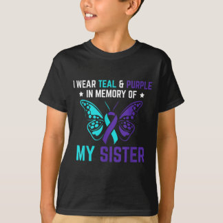 Camiseta Usar Verde Teal y Púrpura En Memoria De La Concien