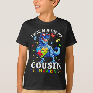 Camiseta Usé Azul Para Mi Primo Autismo Conciencia Dinosau