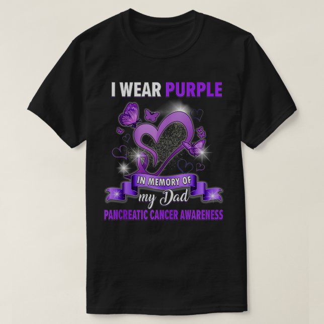 Camiseta Usé Morado En Memoria De Papá Cáncer Pancreático A (Diseño del anverso)