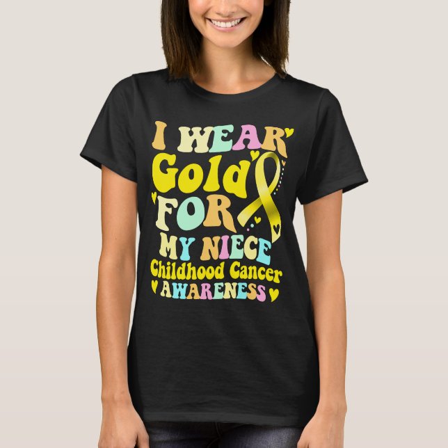 Camiseta Usé Oro Para El Cáncer Infantil De Mi Niña (Anverso)