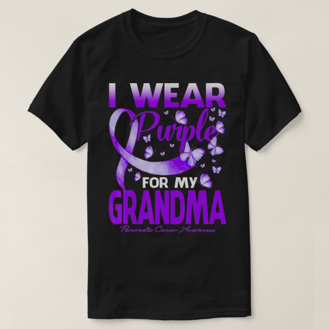Camiseta Usé Púrpura Para Mi Abuela Cáncer Pancreático Awa (Diseño del anverso)