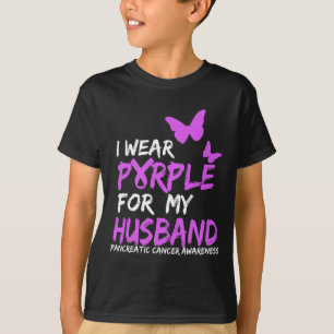 Camiseta Usé Púrpura Para Mi Esposo Cáncer Pancreático Awa