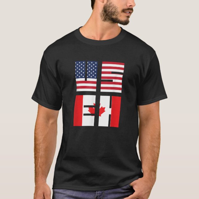 Camiseta USEH Bandera USA Bandera Canadiense Amistad Regalo (Anverso)