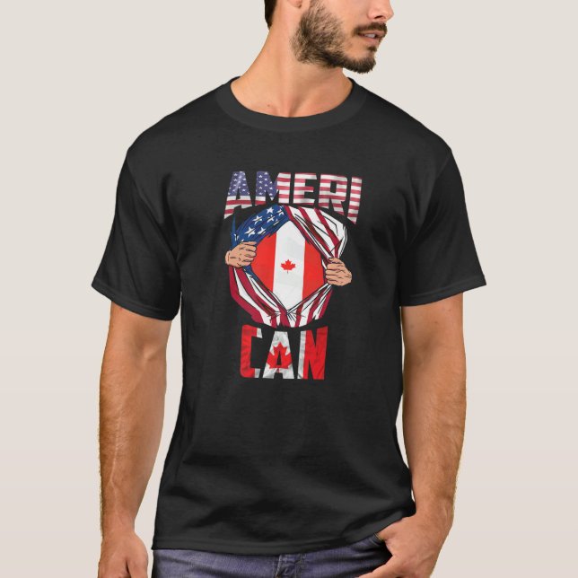 Camiseta Useh Cdn Maple Leaf Medio Canadiense Media Estadou (Anverso)