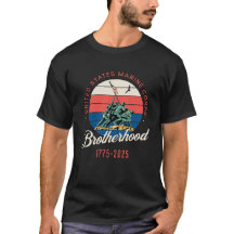 USMC Brotherhood Red Blue Iwo Jima Flag Tee