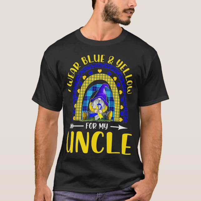 Camiseta Uso Amarillo Azul Para El Síndrome De Tío Down T21 (Anverso)