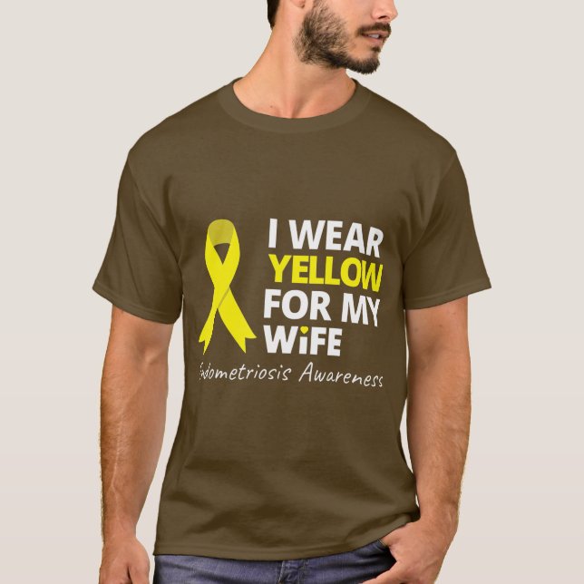 Camiseta Uso Amarillo Para Mi Esposa Cinta De Endometriosis (Anverso)