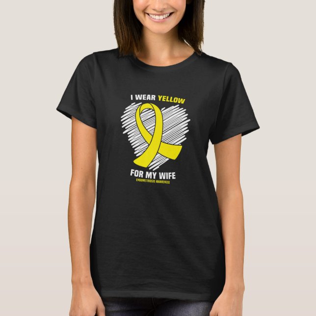 Camiseta Uso Amarillo Para Mi Esposa Endometriosis Concienc (Anverso)